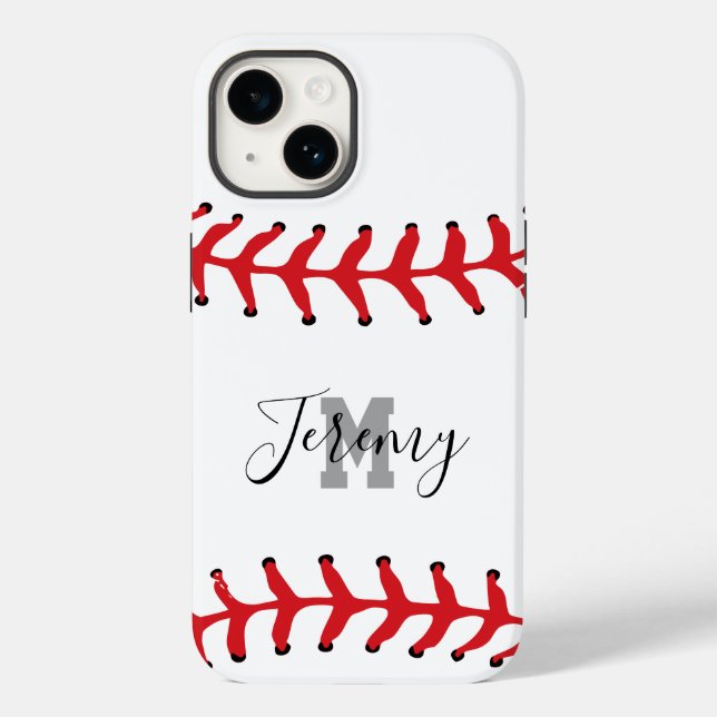 Baseball Initial & Name Case-Mate iPhone Case (Back)
