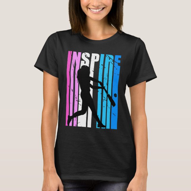 Baseball Inspire Pink Blue Color Inspirational Mot T-Shirt (Front)