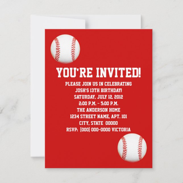Baseball Invitations (Front)
