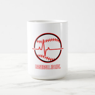 Baseball is Life Heartbeat Pulse Graphic Coffee Mug