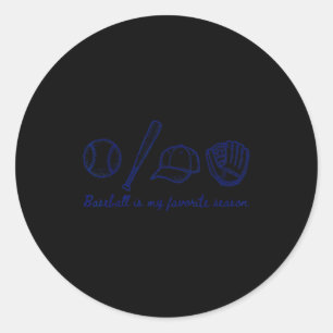 Baseball Is My Favorite Season Sports Minimalist L Classic Round Sticker