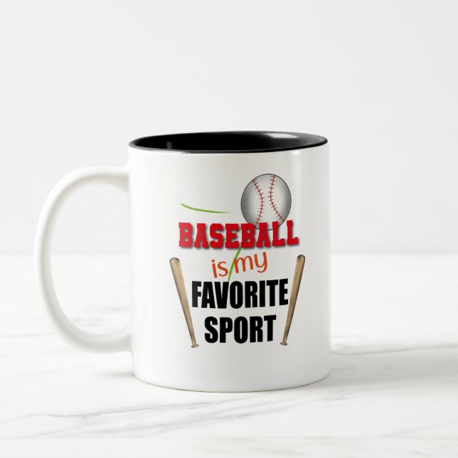 Baseball is My Favourite Sport, Baseball Player Two-Tone Coffee Mug (Left)