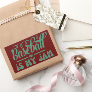 BASEBALL IS MY JAM funny typographic baseball Rectangular Sticker