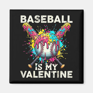Baseball Is My Valentine Ice Cream Drip Crossed Ba Magnet