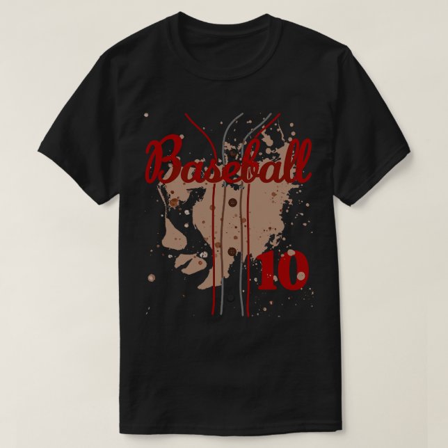 Baseball Jersey Number 10 Kids Baseball Uniform Di T-Shirt (Design Front)