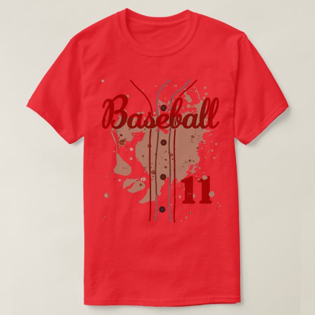 Baseball Jersey Number 11 Kids Baseball Uniform Di T-Shirt (Design Front)