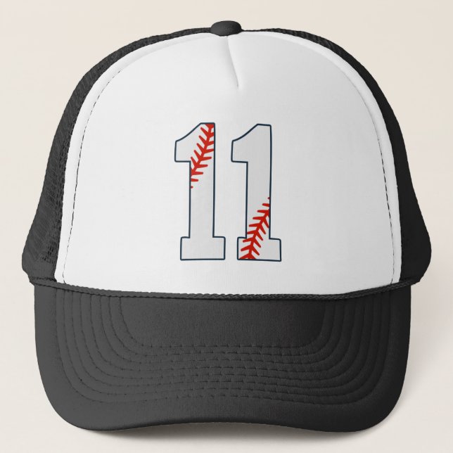 Baseball Jersey Number 11 Trucker Hat (Front)