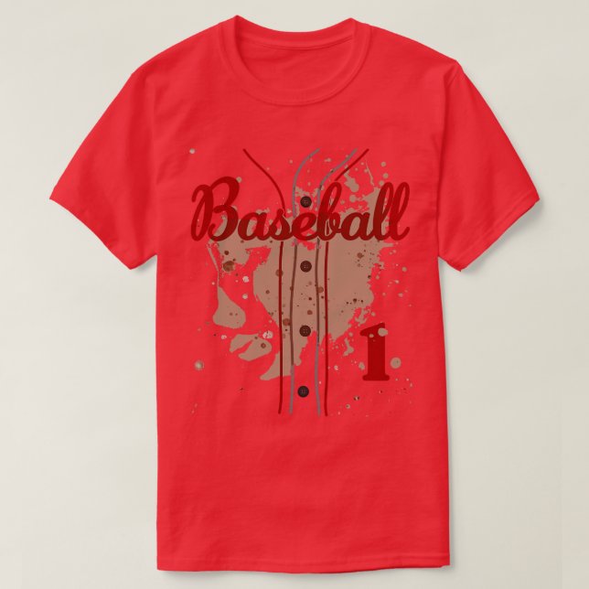 Baseball Jersey Number 1 Baseball Uniform Dirty Fu T-Shirt (Design Front)