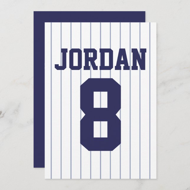 Baseball Jersey - Sports Theme Birthday Party Invitation (Front/Back)