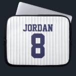 Baseball Jersey with Custom Name and Number Laptop Sleeve<br><div class="desc">Blue Pinstripe Baseball Jersey Gift with Custom Name and Number.
Perfect gift for baseball players and baseball lovers.</div>