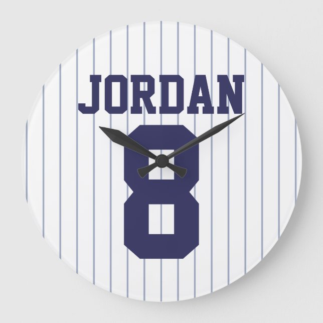 Baseball Jersey with Custom Name and Number Large Clock (Front)