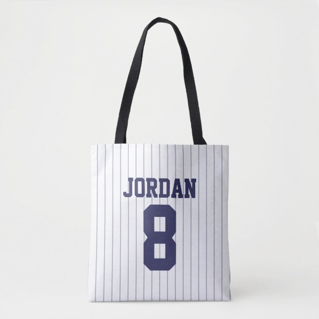 Baseball Jersey with Custom Name and Number Tote Bag (Front)