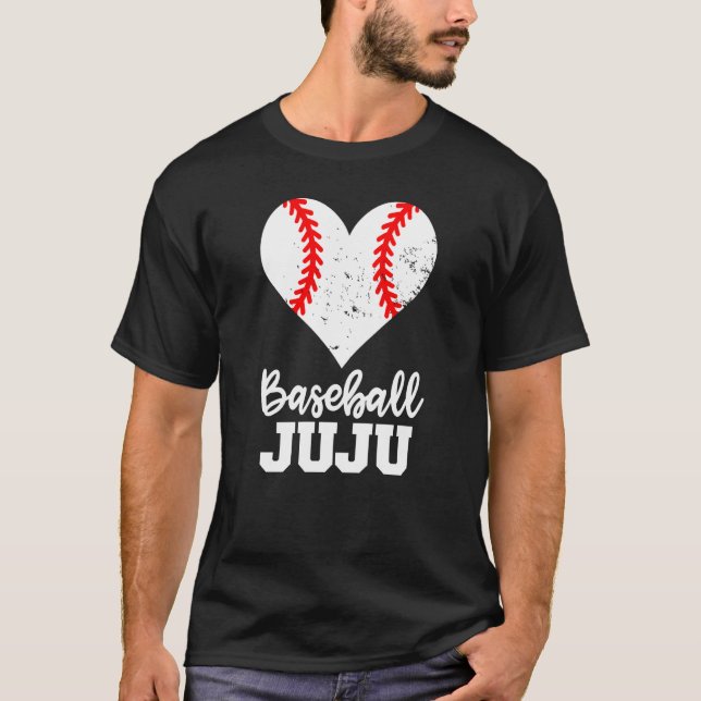 Baseball Juju Baseball Heart Grandma Juju T-Shirt (Front)