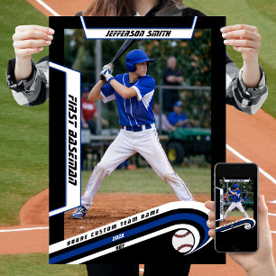 Baseball Keepsakes in Lively Blue Black Custom  Poster