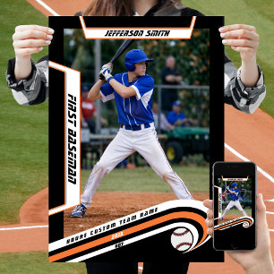 Baseball Keepsakes in Lively Orange Black Custom  Poster