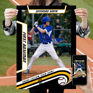 Baseball Keepsakes in Lively Yellow Black Custom Poster