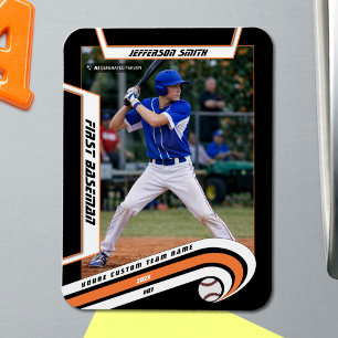 Baseball Keepsakes Lively Orange Black Custom Magnet