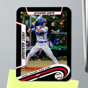 Baseball Keepsakes Lively Red Black Custom Magnet