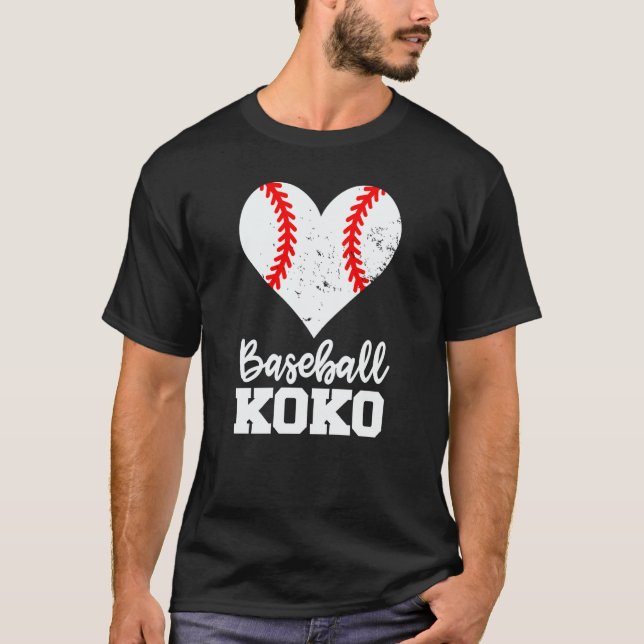 Baseball Koko Baseball Heart Grandma Koko T-Shirt (Front)