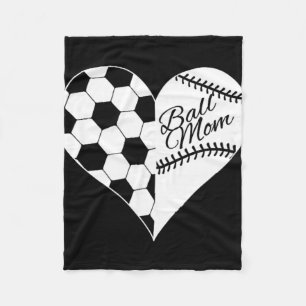 Baseball Laces Soccer Ball Pattern Heart Ball Mum  Fleece Blanket