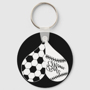 Baseball Laces Soccer Ball Pattern Heart Ball Mum Key Ring