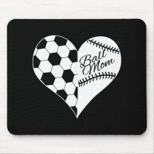 Baseball Laces Soccer Ball Pattern Heart Ball Mum  Mouse Pad