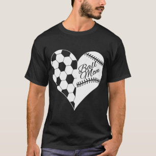 Baseball Laces Soccer Ball Pattern Heart Ball Mum T-Shirt