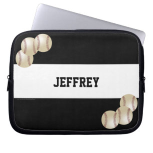 Baseball Laptop Computer Sleeve, Black and White Sleeve