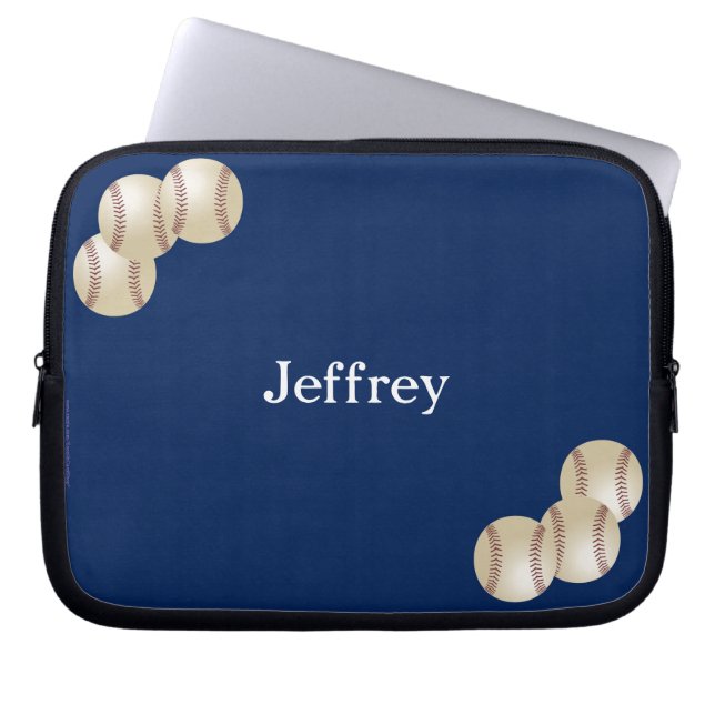 Baseball Laptop Computer Sleeve, Blue Sleeve (Front)