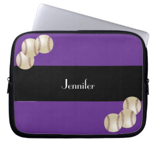 Baseball Laptop Computer Sleeve, Purple & Black Sleeve