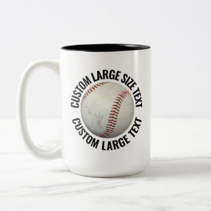 Baseball & Large Text BLACK 15oz Custom Two-Tone Coffee Mug