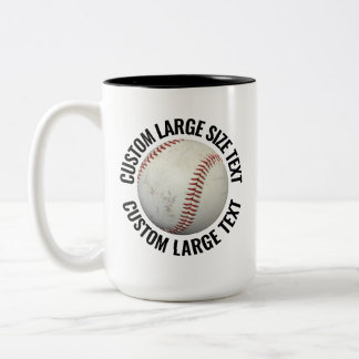 Baseball & Large Text BLACK 15oz Custom Two-Tone Coffee Mug