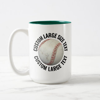 Baseball & Large Text HUNTER GREEN 15oz Custom Two-Tone Coffee Mug