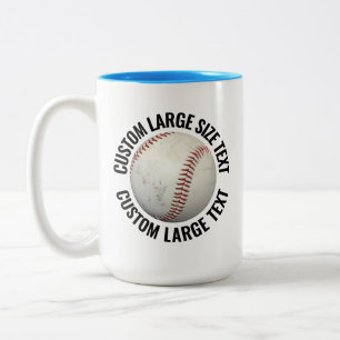Baseball & Large Text LIGHT BLUE 15oz Custom Two-Tone Coffee Mug