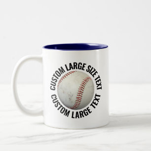 Baseball & Large Text NAVY BLUE 11oz Custom Two-Tone Coffee Mug