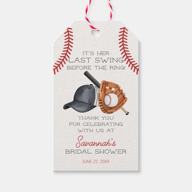 Baseball Last Swing Bridal Shower Favour Gift Tags (Front)