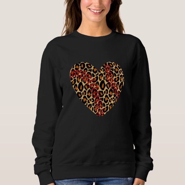 Baseball Leopard Heart Cute Mom Dad Men Women Sweatshirt (Front)