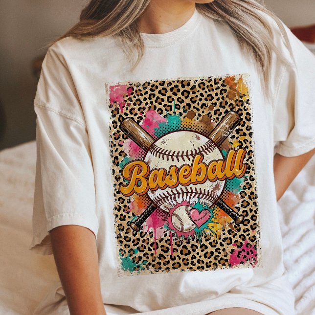 Baseball Leopard Print Heart Splash Tri-Blend Shirt (Creator Uploaded)