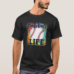 Baseball Life Leopard Tie Dye Neon Game Day Baseba T-Shirt