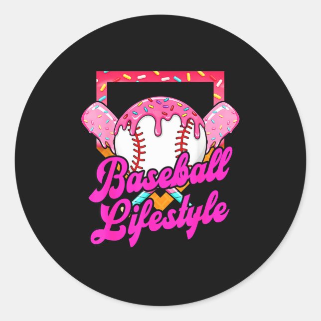 Baseball Life Lifestyle Home Plate Ice Cream Drip  Classic Round Sticker (Front)