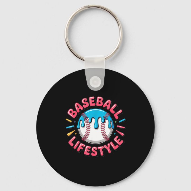 Baseball Lifestyle 101 Apparel Youth Drip Baseball Key Ring (Front)