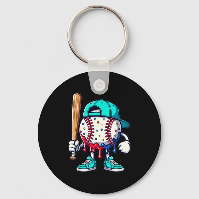 Baseball Lifestyle 101 Apparel Youth Drip Baseball Key Ring (Front)