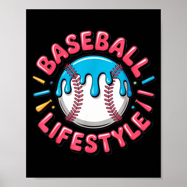 Baseball Lifestyle 101 Apparel Youth Drip Baseball Poster (Front)