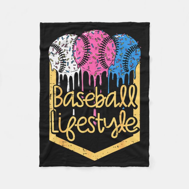 Baseball Lifestyle Ball Sprinkles Drip Boys Kids M Fleece Blanket (Front)