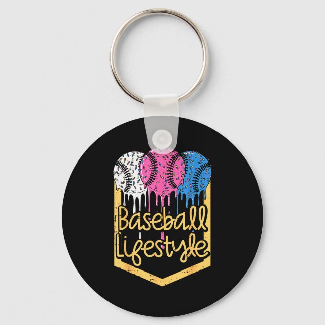 Baseball Lifestyle Ball Sprinkles Drip Boys Kids M Key Ring (Front)