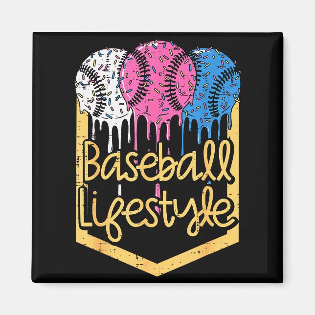 Baseball Lifestyle Ball Sprinkles Drip Boys Kids M Magnet (Front)