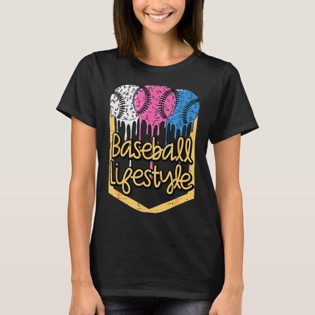 Baseball Lifestyle Ball Sprinkles Drip Boys Kids M T-Shirt (Front)