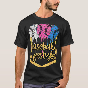 Baseball Lifestyle Ball Sprinkles Drip Boys Kids M T-Shirt