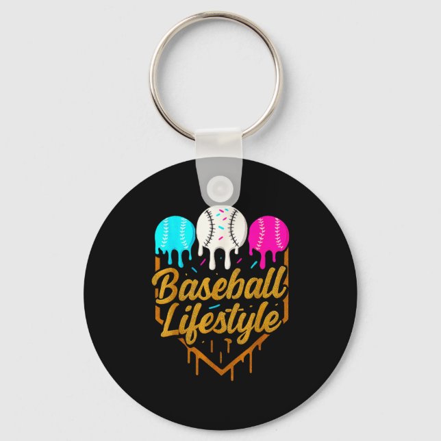Baseball Lifestyle, Baseball Drip Icecream  Key Ring (Front)