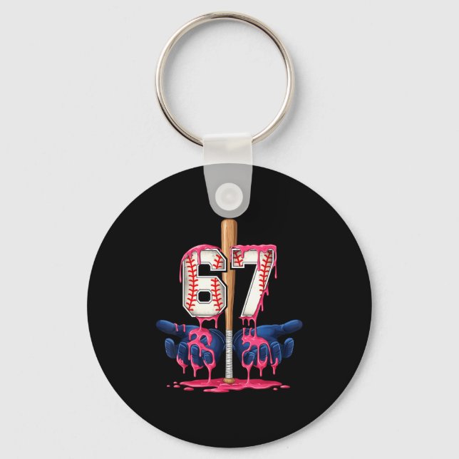 Baseball Lifestyle Shirt Youth Baseball Glove Drip Key Ring (Front)